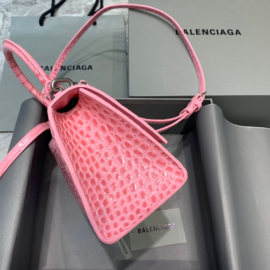 Balen Hourglass Small Handbag In Dark Pink, For Women, Bags 9in/23cm