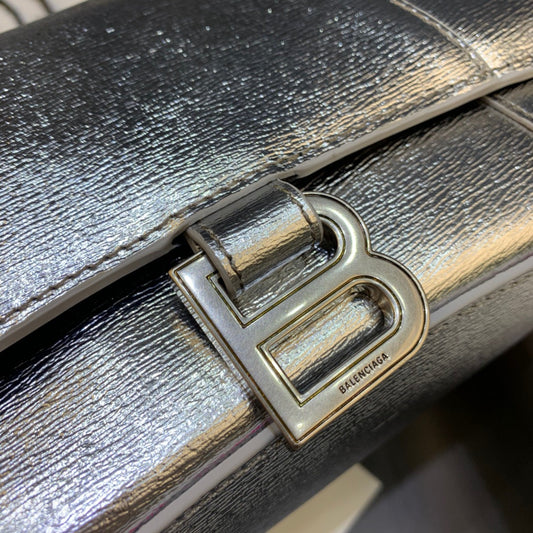 Balen Hourglass Small Handbag In Sliver, For Women, Bags 9in/23cm