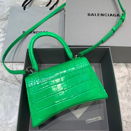 Balen Hourglass Small Handbag In Green, For Women, Bags 9in/23cm