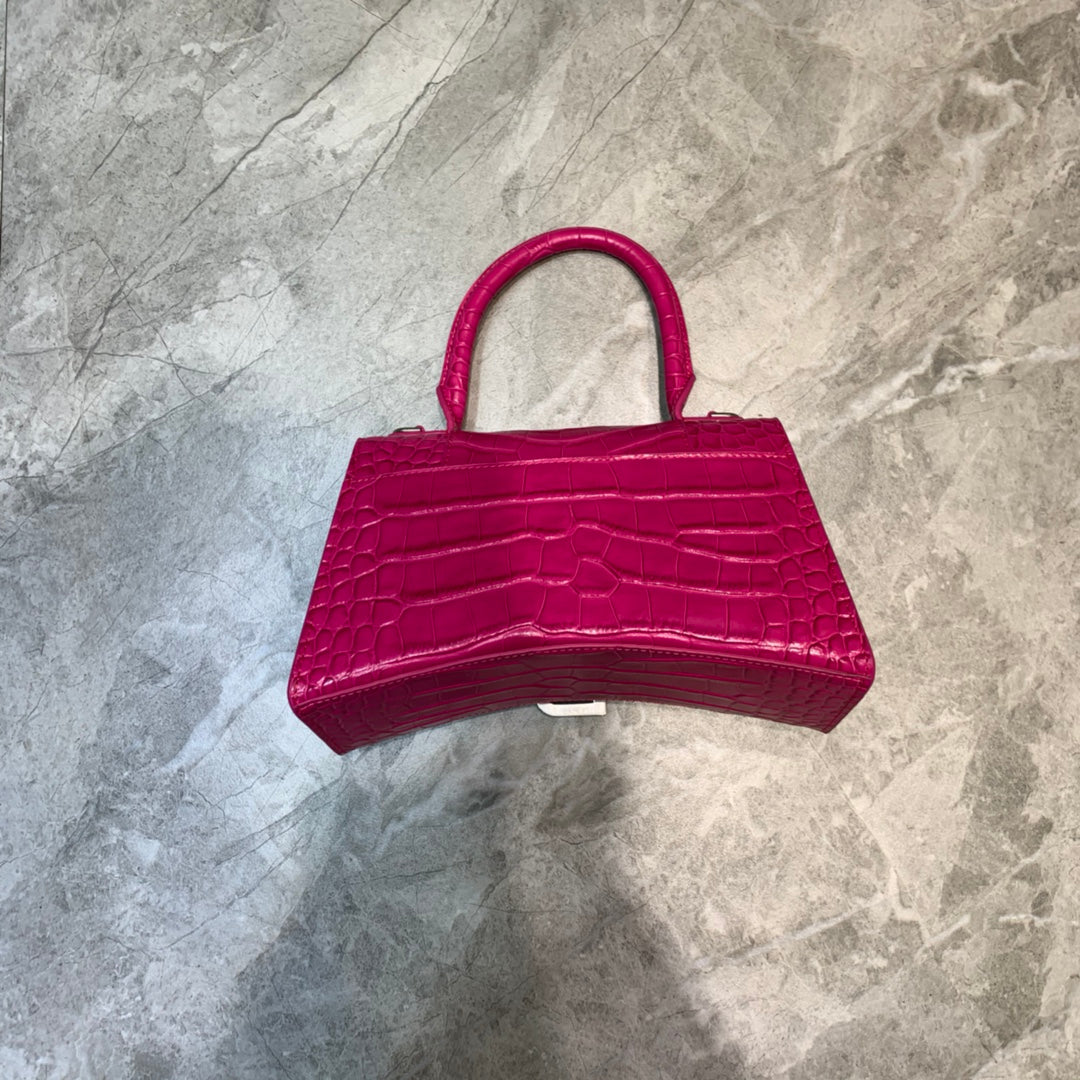 Balen Hourglass Small Handbag In Dark Pink, For Women, Bags 9in/23cm