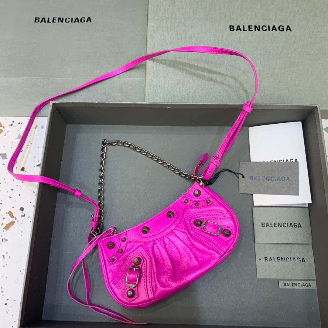 Balen Le Cagole Mini Bag With Chain In Dark Pink, For Women, Bags 8.2in/21cm