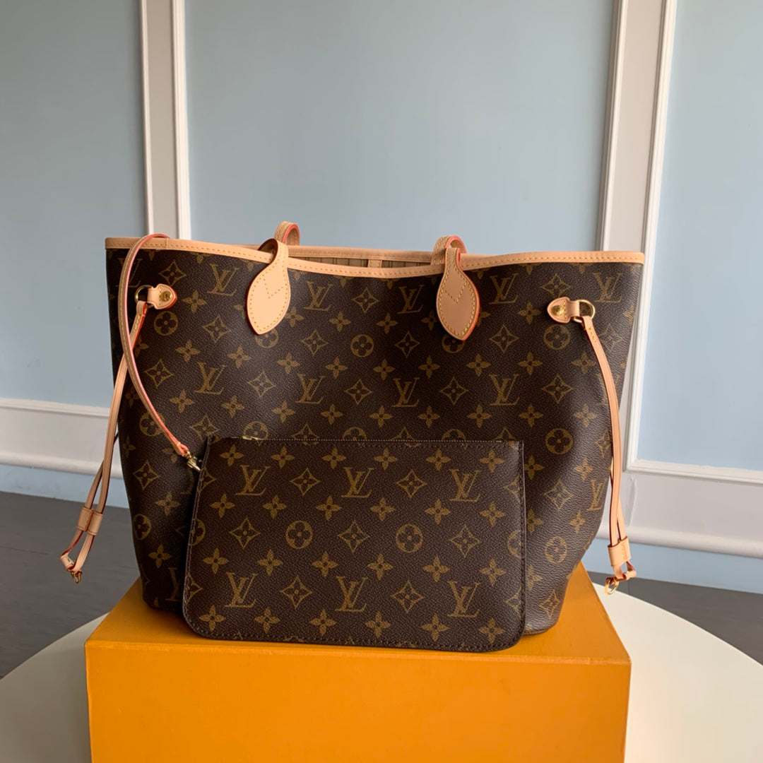M40995 Neverfull MM Shoulder tote bag Monogram Apricot inside