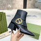 GUCCI BLONDIE WOMEN'S ANKLE BOOT LEATHER BLACK 700016C9D001000