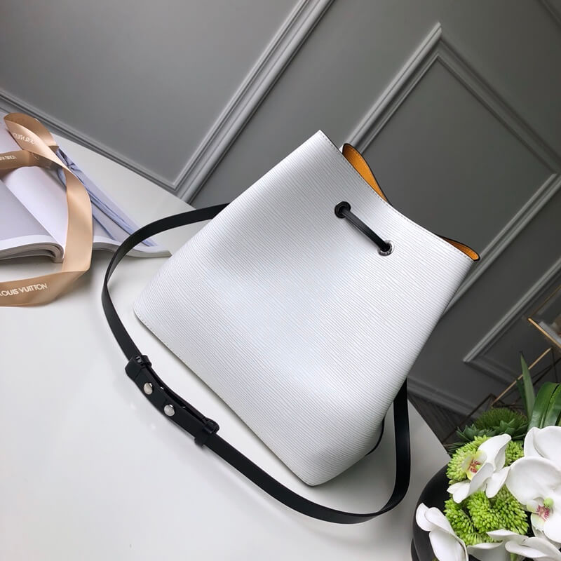 M54369 LOCKME BUCKET messenger bucket bag Handbag shoulder bag white Lambskin champagne bottle