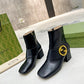 GUCCI BLONDIE WOMEN'S ANKLE BOOT LEATHER BLACK 700016C9D001000