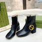 GUCCI BLONDIE WOMEN'S ANKLE BOOT LEATHER BLACK 700016C9D001000