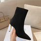 DIOR WOMEN D FAME HEELED ANKLE BOOT SUEDE CALFSKIN BLACK