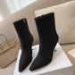 DIOR WOMEN D FAME HEELED ANKLE BOOT SUEDE CALFSKIN BLACK