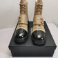 CHANEL LACE UP BOOTS BEIGE BLACK G39516 Y56261 K5119