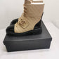 CHANEL LACE UP BOOTS BEIGE BLACK G39516 Y56261 K5119