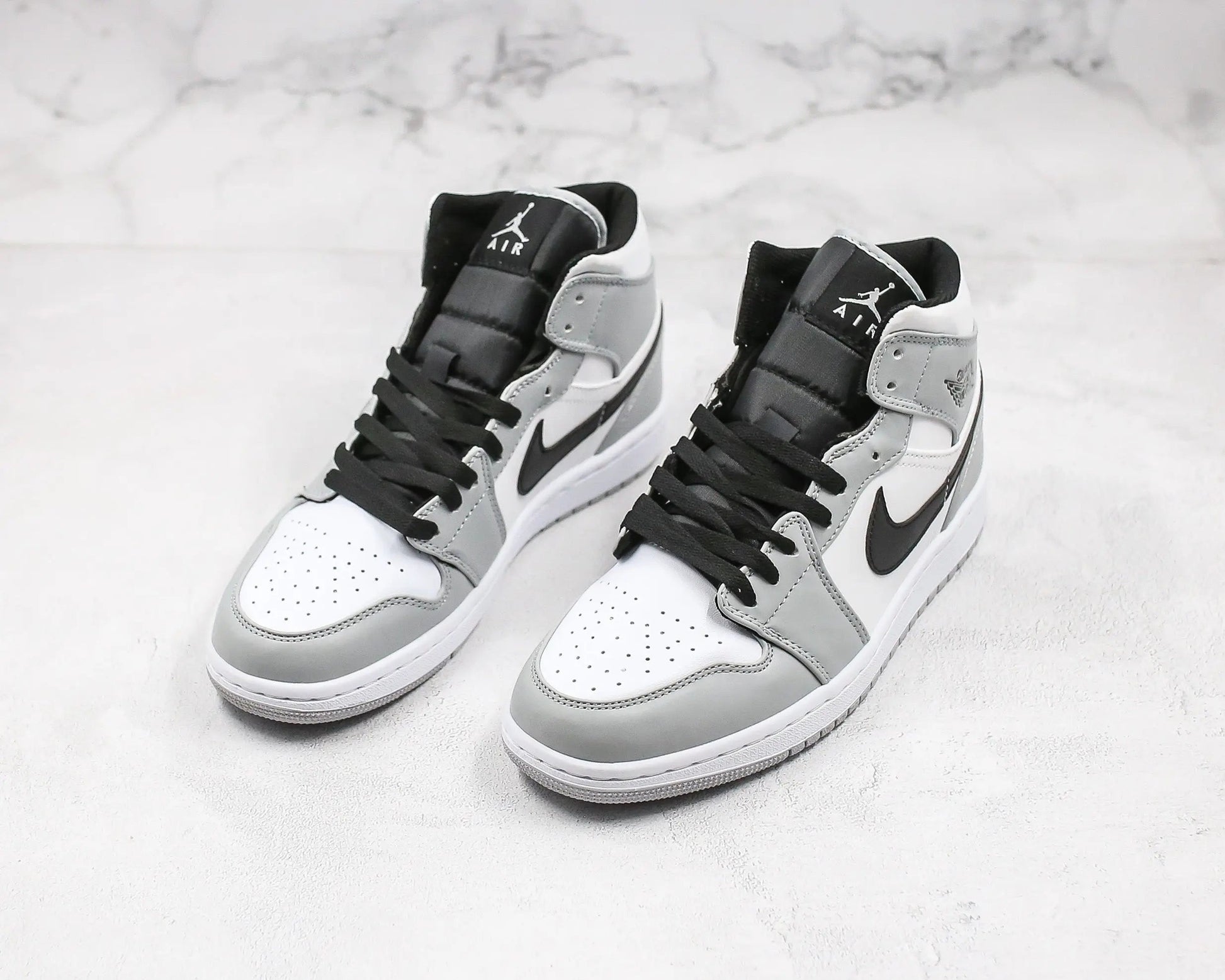Designer Jordan 1 Mid “Light Smoke Grey” High Q ( Customs And Box ), Jordan 1 Sneakers FREE SHIPPING
