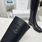 DIOR D FOLK HEELED HIGH BOOT BLACK