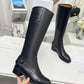 DIOR D FOLK HEELED HIGH BOOT BLACK