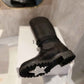 DIOR D MAJOR BOOT FABRIC AND CALFSKIN IN BLACK AND BLACK