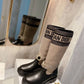DIOR D MAJOR BOOT FABRIC AND CALFSKIN IN TAUPE AND BLACK KCI611SCN S46X