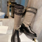 DIOR D MAJOR BOOT FABRIC AND CALFSKIN IN TAUPE AND BLACK KCI611SCN S46X