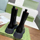 GUCCI WOMEN'S BOOT WITH WEB ANAND LEATHER BLACK ‎806398 AAD6T 1052