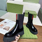GUCCI WOMEN'S BOOT WITH WEB ANAND LEATHER BLACK ‎806398 AAD6T 1052