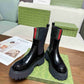 GUCCI WOMEN'S BOOT WITH WEB ANAND LEATHER BLACK ‎806398 AAD6T 1052
