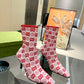 GUCCI GG 75MM KNIT ANKLE BOOTS RED FLUORESCENT WHITE FABRIC 718378 FAAQP 5810