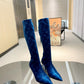 DIOR WOMEN'S GG KNEE-HIGH BOOT BLUE
