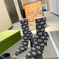 GUCCI GG 75MM KNIT ANKLE BOOTS BLACK WHITE FABRIC 718378 FAAQP 1008