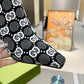 GUCCI GG 75MM KNIT ANKLE BOOTS BLACK WHITE FABRIC 718378 FAAQP 1008