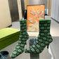 GUCCI GG 75MM KNIT ANKLE BOOTS BLACK FLUORESCENT GREEN FABRIC718378 FAAQP 1004