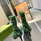 GUCCI GG 75MM KNIT ANKLE BOOTS BLACK FLUORESCENT GREEN FABRIC718378 FAAQP 1004