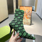 GUCCI GG 75MM KNIT ANKLE BOOTS BLACK FLUORESCENT GREEN FABRIC718378 FAAQP 1004
