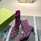 GUCCI GG 75MM KNIT ANKLE BOOTS BLACK FLUORESCENT PINK FABRIC 718378 FAAQP 8610