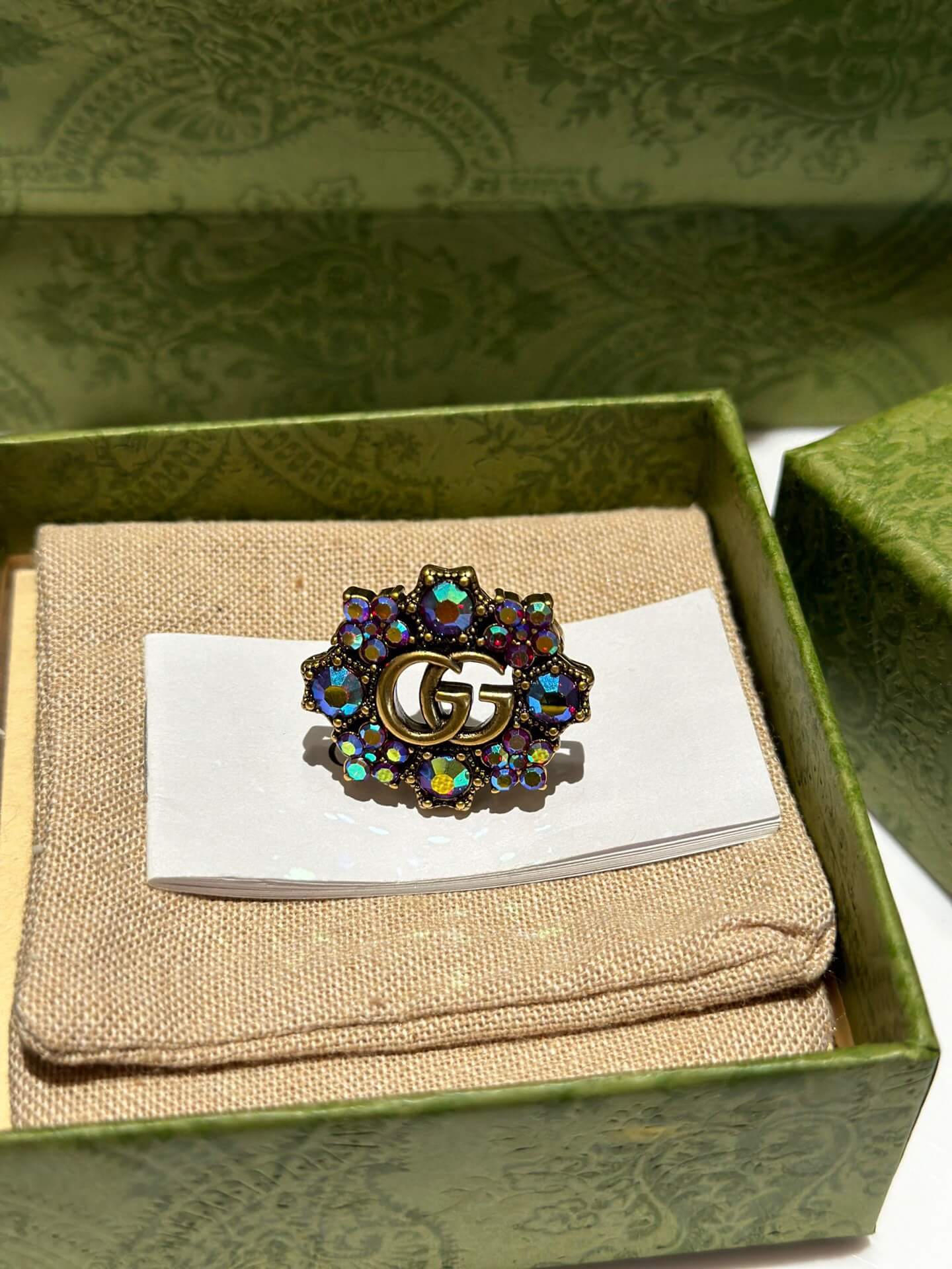 GG Crystal Colorful Rhinestone Inlaid Flower Series Earring Ring EHC20