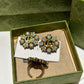 GG Crystal Colorful Rhinestone Inlaid Flower Series Earring Ring EHC20