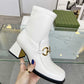 GUCCI HORSEBIT PLAQUE ANKLE BOOTS OFF WHITE