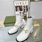 GUCCI HORSEBIT PLAQUE ANKLE BOOTS OFF WHITE