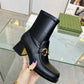 GUCCI HORSEBIT PLAQUE ANKLE BOOTS BLACK 719830 1DO50 1000