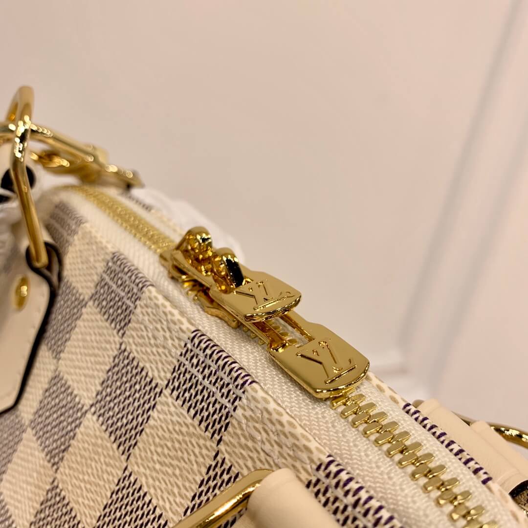 N45294 ALMA BB BAG Damier Azur WHITE WITH PINK N41221