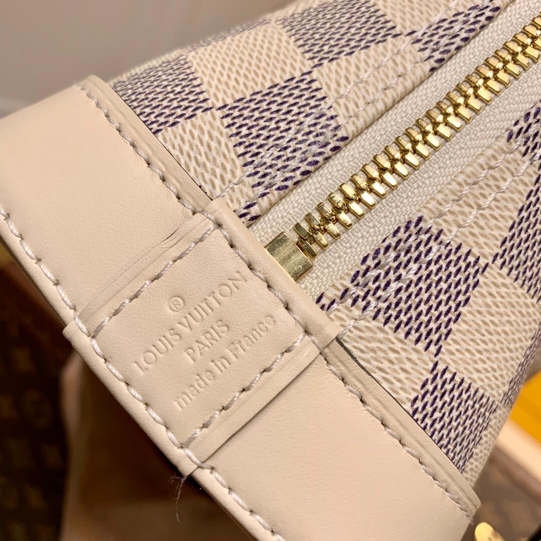 N45294 ALMA BB BAG Damier Azur WHITE WITH PINK N41221