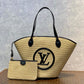 M59963 M59808 Black Plain Leather Logo Straw Bags 2022 SS free shipping