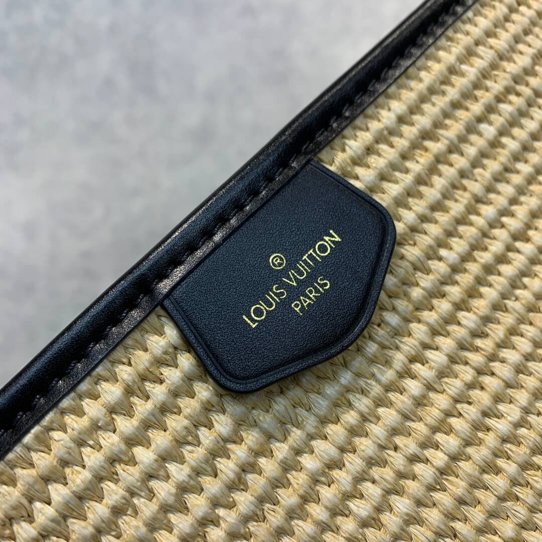 M59963 M59808 Black Plain Leather Logo Straw Bags 2022 SS free shipping