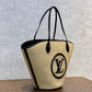 M59963 M59808 Black Plain Leather Logo Straw Bags 2022 SS free shipping