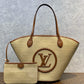 M59963 M59808 Brown Plain Leather Logo Straw Bags 2022 SS free shipping