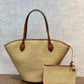 M59963 M59808 Brown Plain Leather Logo Straw Bags 2022 SS free shipping