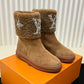 LV ANKLE BOOT STUDDED WITH DIAMONDS BROWN