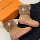 LV ANKLE BOOT STUDDED WITH DIAMONDS BROWN