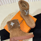 LV ANKLE BOOT STUDDED WITH DIAMONDS BROWN