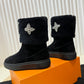 LV ANKLE BOOT STUDDED WITH DIAMONDS BLACK