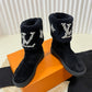 LV ANKLE BOOT STUDDED WITH DIAMONDS BLACK