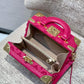 M20468 VALISETTE TRESOR rose red embroidery Box bag 22.5cm