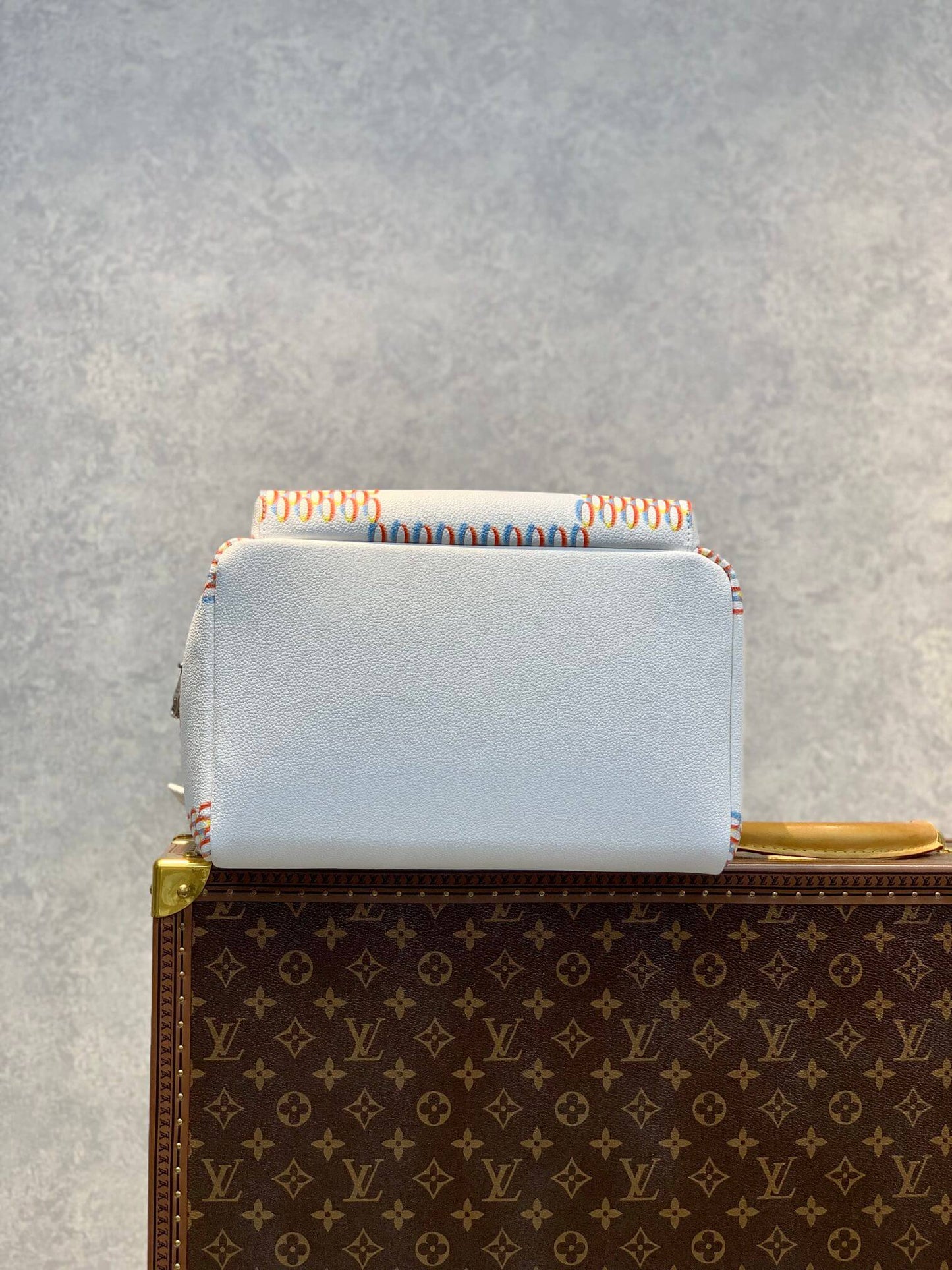 M20664 Racer Backpack Damier Spray Virgil Abloh white pink red